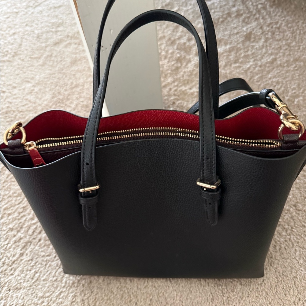 Coach Black Pebbled Leather Satchel with Gold Hardware - Picture 3 of 4